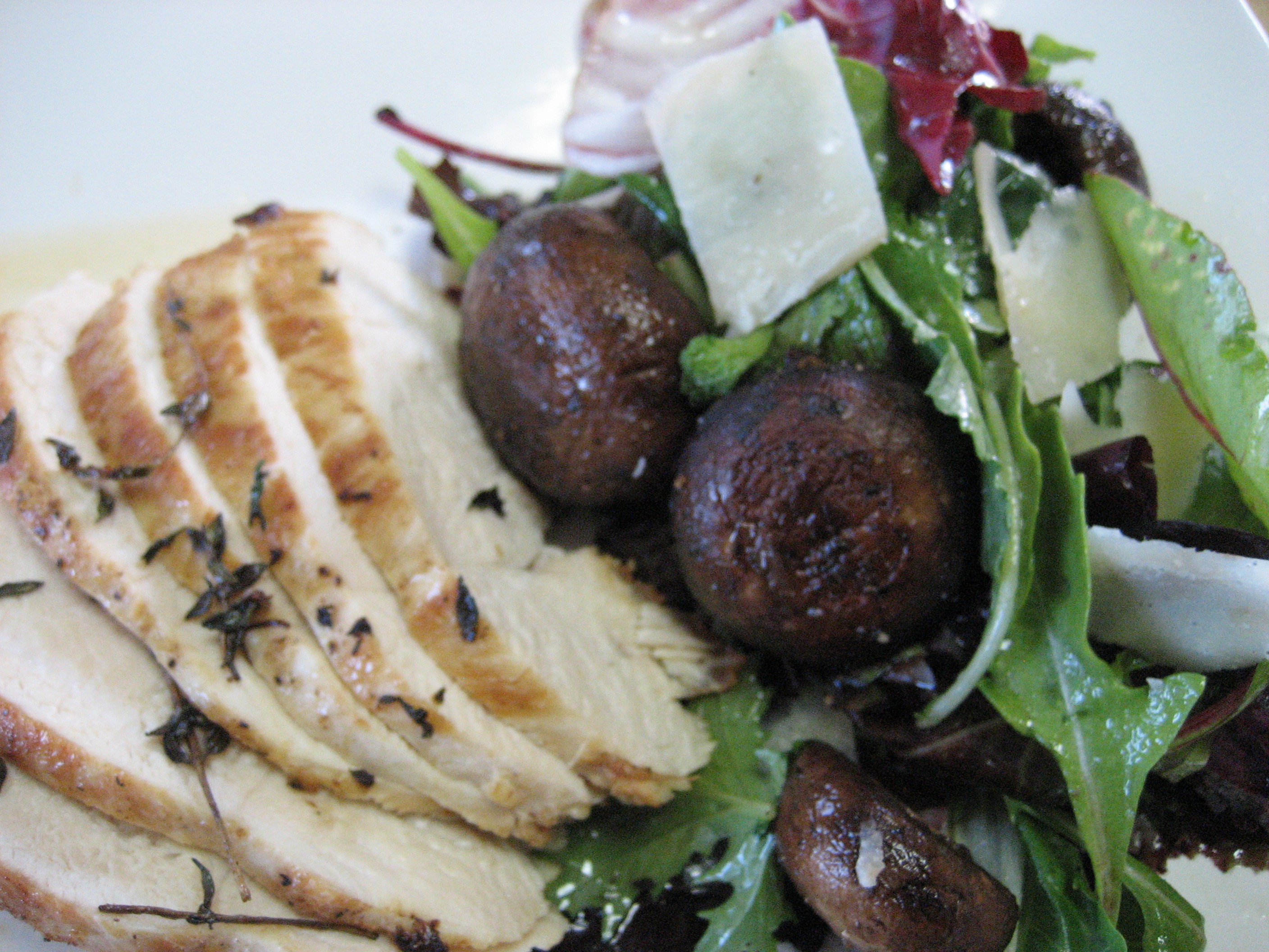 Lemon-thyme Chicken with Mushroom and Parmesan Salad